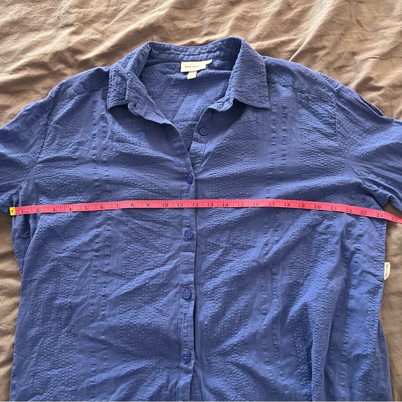 Seasalt Cornwall Blue Textured Cotton Blend Button Down Shirt SZ M New - Picture 3 of 6